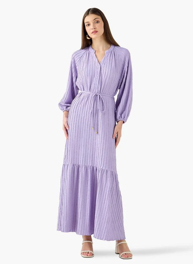 Splash FAV Textured Maxi Women Dress with Tie-Up Detail
