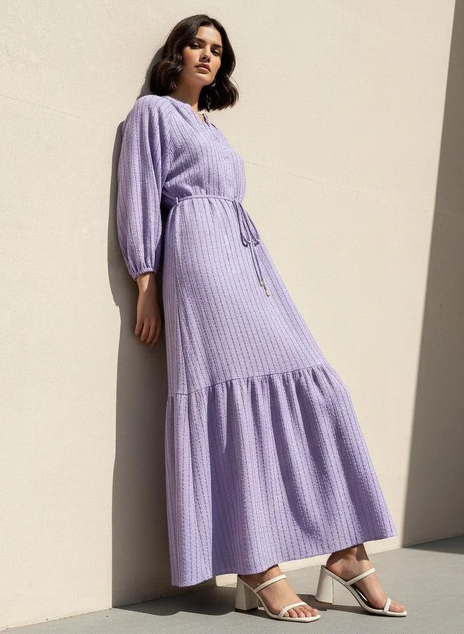 سبلاش فيڤ Textured Maxi Women Dress with Tie Up Detail