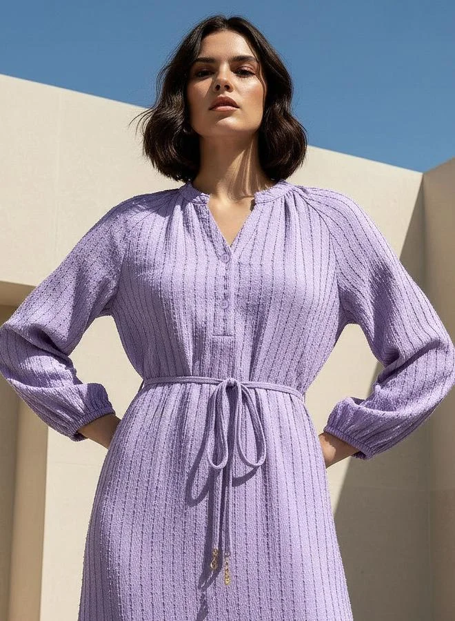 Splash FAV Textured Maxi Women Dress with Tie Up Detail