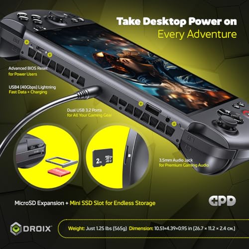 GPD جهاز GPD Win 5 المحمول للألعاب | AMD Ryzen AI Max+ Ryzen 395 | 64GB LPDDR5X RAM، 2TB SSD | رسومات Radeon 8060S | كمبيوتر محمول للألعاب AAA والمحاكاة - Image 4