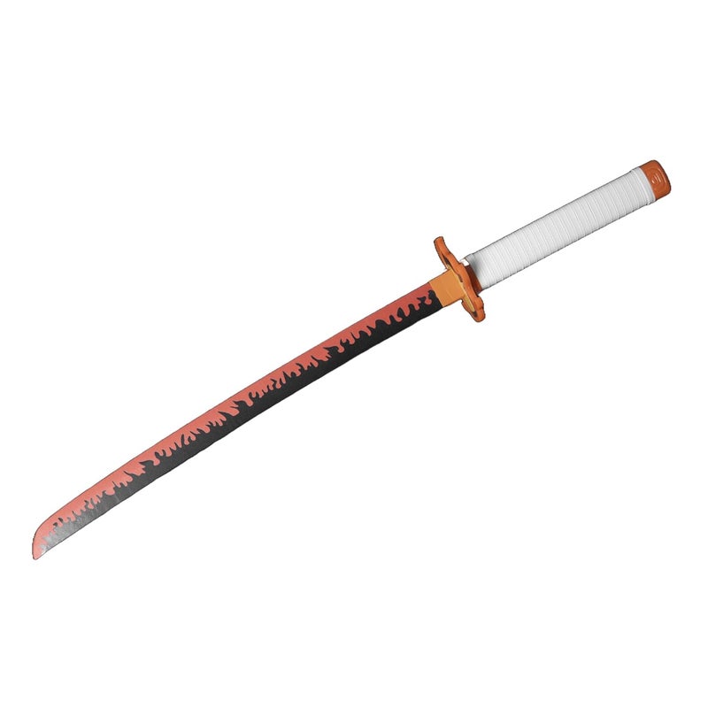Offo Demon Slayer Kyojuro Rengoku Wooden Katana – 75cm Medium-Size Anime Sword for Cosplay, Martial Arts, Display & Training – Gift for Fans, Kids, Teens & Collectors - Image 1