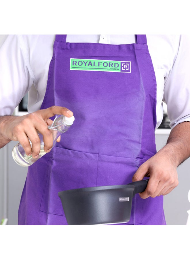 Royalford Kitchen Apron With 2 Pockets Purple 70x50cm - Image 4