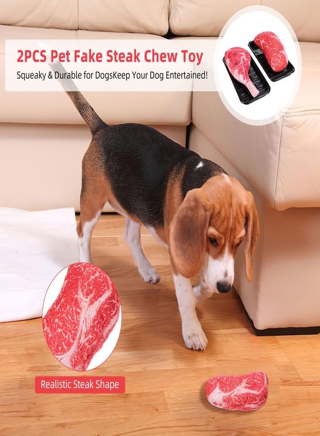 UKCOCO Simulation Food Steak, Artificial Lifelike Steak Fake Beef Meat Model Dog Chew Toys for Home Kitchen Cabinet Desk Shops Decor 2pcs - Image 3