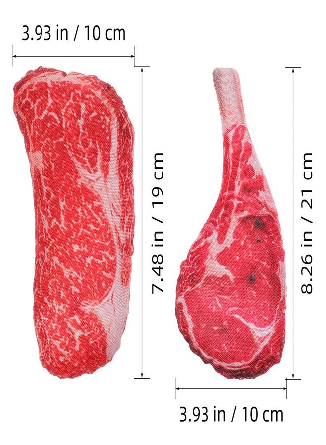 UKCOCO Simulation Food Steak, Artificial Lifelike Steak Fake Beef Meat Model Dog Chew Toys for Home Kitchen Cabinet Desk Shops Decor 2pcs - Image 2