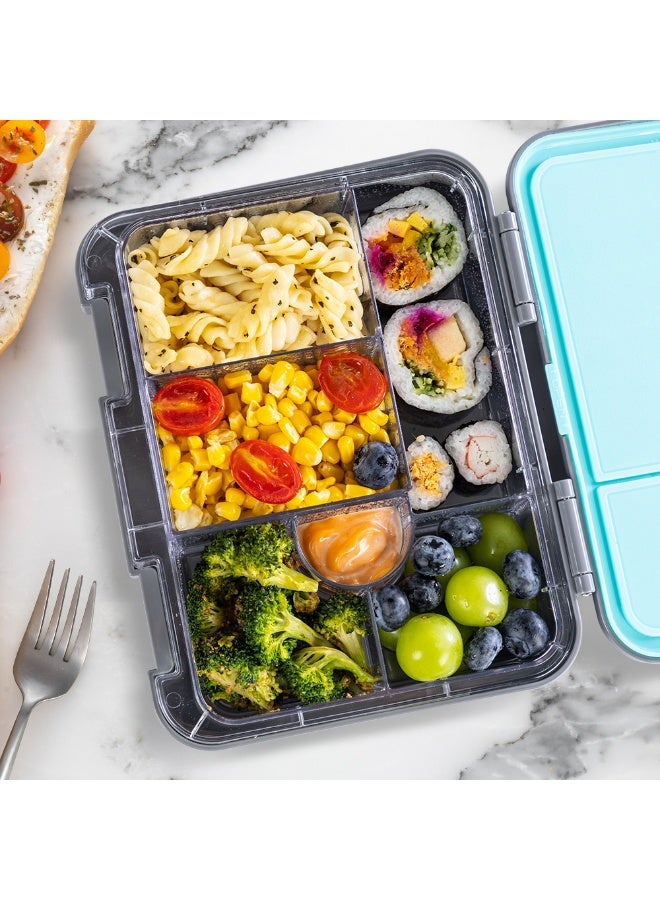 Eazy Kids Eazy Kids 6 & 4 Convertible Bento Lunch Box w/ Lunch Bag, Steel Spoon & Fork Set and Alphabets Sticker - T-Rex Grey - Image 5