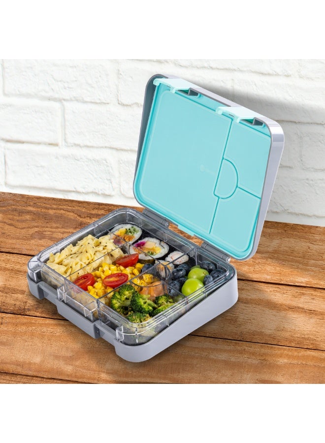 Eazy Kids Eazy Kids 6 & 4 Convertible Bento Lunch Box w/ Lunch Bag, Steel Spoon & Fork Set and Alphabets Sticker - T-Rex Grey - Image 4