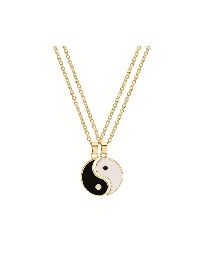 MIRFA Tai Chi Yin Yang Couple Pendant Necklace - Golden - Dual  - Image 1