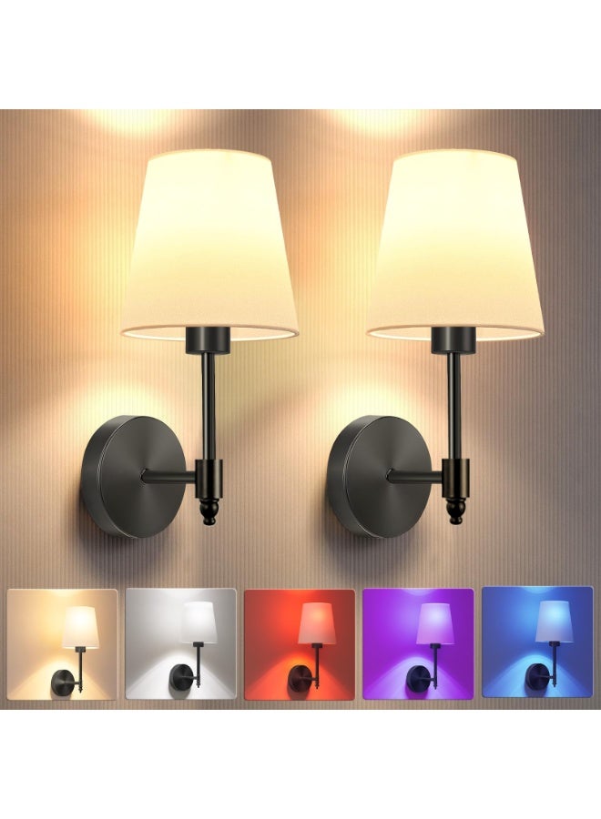 XICEN Wall Sconce Set of 2, Wireless Battery Wall Light With 10000mAh RGB Rechargeable Bulb, Remote Control & Timer, Colors Wall Lights for Bedroom Living Room Hallway - Image 1