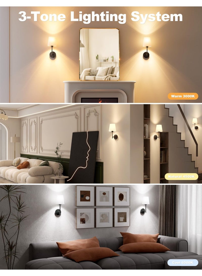 XICEN Wall Sconce Set of 2, Wireless Battery Wall Light With 10000mAh RGB Rechargeable Bulb, Remote Control & Timer, Colors Wall Lights for Bedroom Living Room Hallway - Image 5