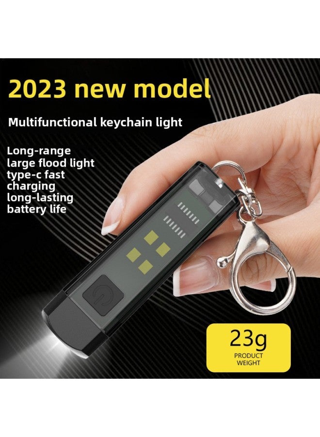 Portable Mini Flashlight Type-C Charging Whistle Lamp Cap Clip Lamp Gift Flashlight Keychain Lamp
