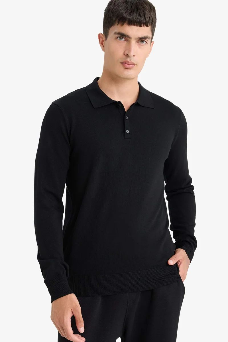 ديفاكتو Standard Fit Polo Collar Knitwear Pullover