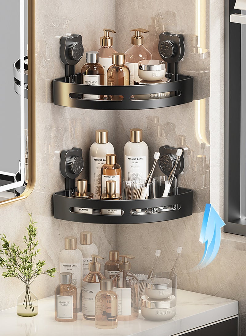 وين هولدر 2Pack منظم حمام مع خطافات رف تخزين الحمام بنمط كأس الشفط رف تخزين الحمام للاستحمام بدون حفر علبة دش علبة دش زاوية منظم دش الاستحمام - Image 1