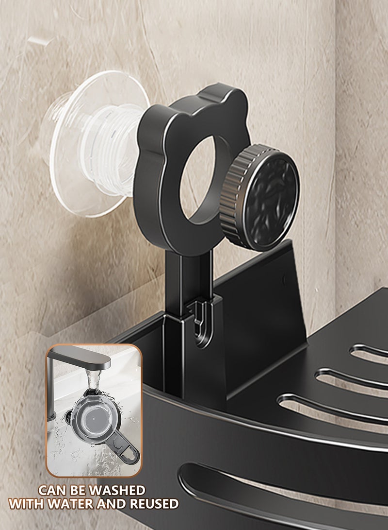 وين هولدر 2Pack منظم حمام مع خطافات رف تخزين الحمام بنمط كأس الشفط رف تخزين الحمام للاستحمام بدون حفر علبة دش علبة دش زاوية منظم دش الاستحمام - Image 4