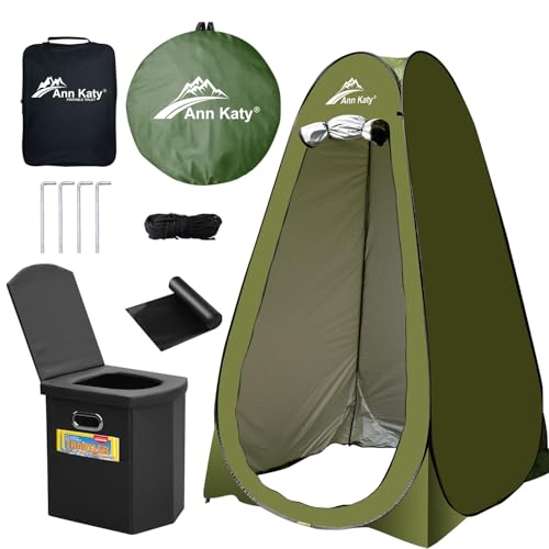 Ann Katy Portable Toilet with Pop Up Privacy Tent,XL Large Portable Toilet for Adults, Outdoor Camping Shower Tents Changing Room Emergency Folding Toilet Tent Kit with Carry Bag for Camping/Hiking - Image 1