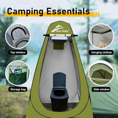 Ann Katy Portable Toilet with Pop Up Privacy Tent,XL Large Portable Toilet for Adults, Outdoor Camping Shower Tents Changing Room Emergency Folding Toilet Tent Kit with Carry Bag for Camping/Hiking - Image 3