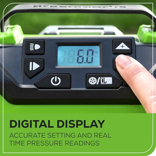 Greenworks 24V Cordless Tire Inflator, 160 PSI Portable Air Compressor, 2 Power Sources, Auto Shut Off, for Car, Bicycle, Motorcycle, Air Boat, Inflatables With 2.0 Ah Battery & 2A Charger - Image 4