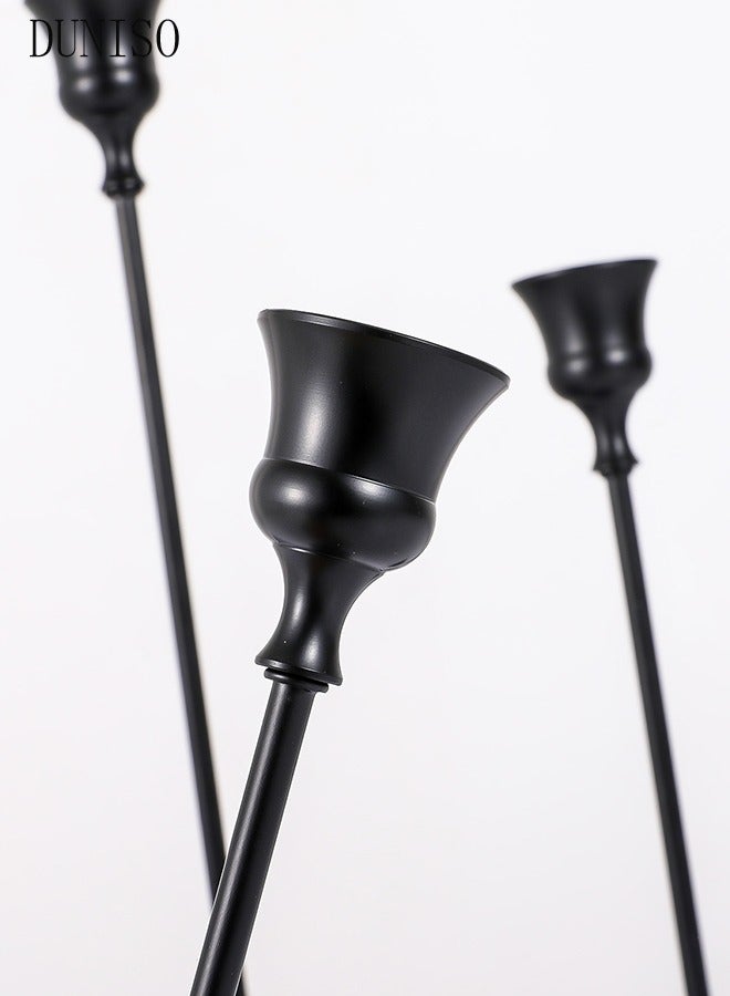 DUNISO Black Candle Holders Set of 3 for Taper Candles Decorative Candlestick With Anti-Slip Base Holders for Wedding, Dinning, Party Fits (Black) - Image 5