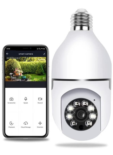 360 Degree Security Cameras Wireless Outdoor, 2.4GHz & 5G WiFi Light Bulb Camera, 1080p Wireless Cameras for Home Security, Indoor Security Camera System, Motion Detection, Two-Way Audio