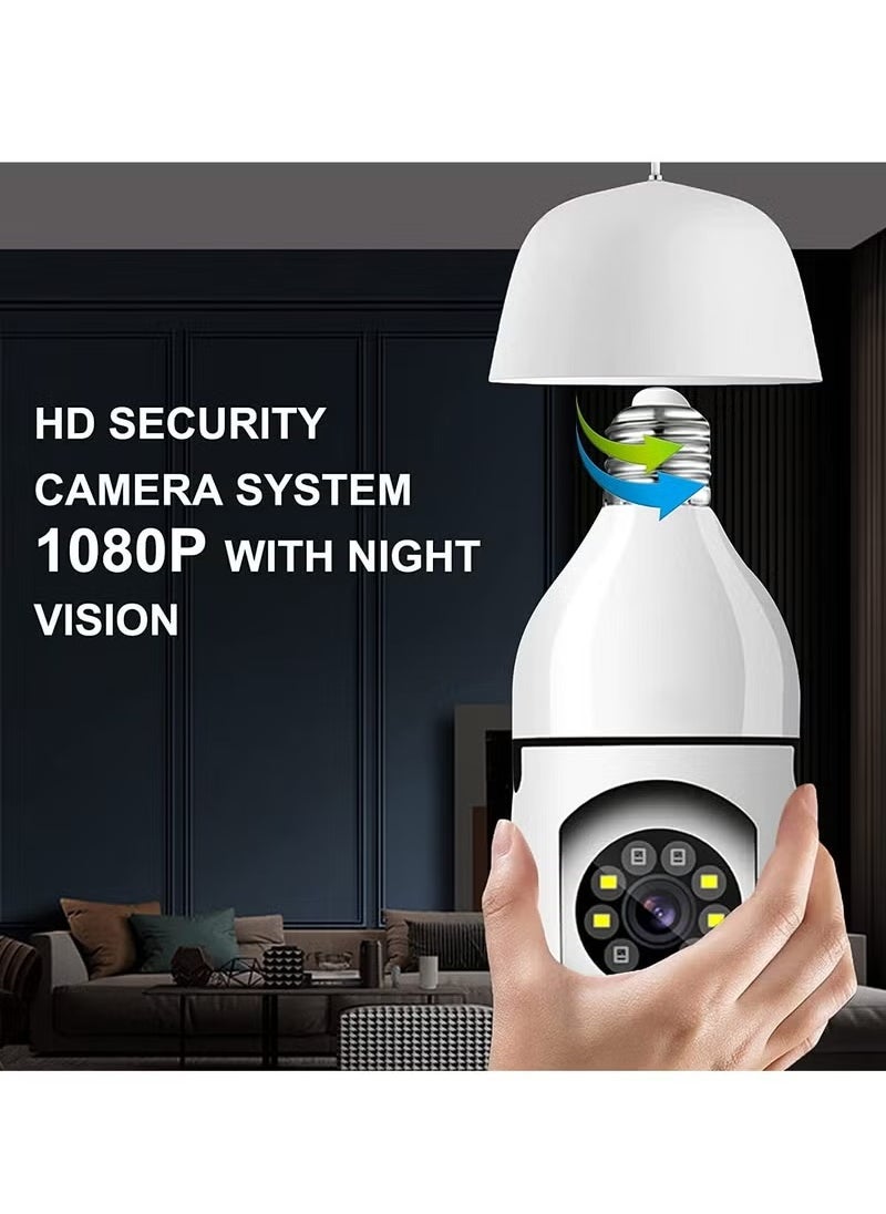 360 Degree Security Cameras Wireless Outdoor, 2.4GHz & 5G WiFi Light Bulb Camera, 1080p Wireless Cameras for Home Security, Indoor Security Camera System, Motion Detection, Two-Way Audio