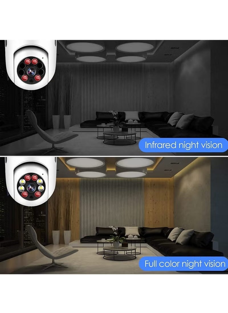 360 Degree Security Cameras Wireless Outdoor, 2.4GHz & 5G WiFi Light Bulb Camera, 1080p Wireless Cameras for Home Security, Indoor Security Camera System, Motion Detection, Two-Way Audio