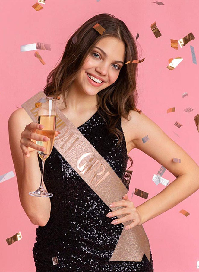 NIBEMINENT Rose Gold Birthday Girl Sash and Crown Kit - Image 4