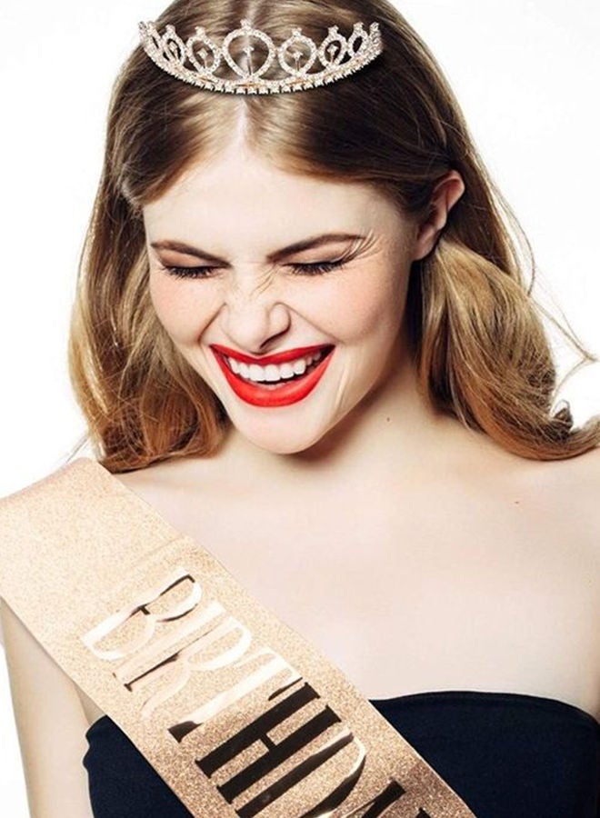 NIBEMINENT Rose Gold Birthday Girl Sash and Crown Kit - Image 3