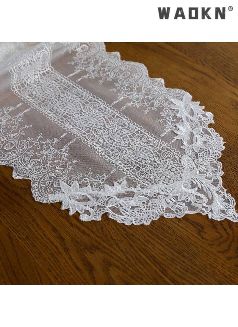 WAOKN French Chic Luxury Table Runner, Home Decorative High-end Tea Table and Dining Table Lace Tablecloth, Elegant Hollow-out Design, Long Table Cover for a Sophisticated Touch  - Image 5