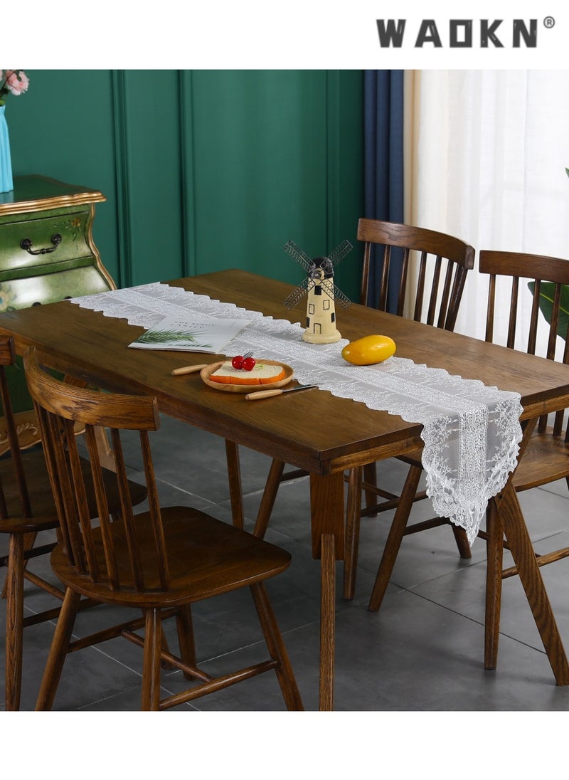WAOKN French Chic Luxury Table Runner, Home Decorative High-end Tea Table and Dining Table Lace Tablecloth, Elegant Hollow-out Design, Long Table Cover for a Sophisticated Touch  - Image 4