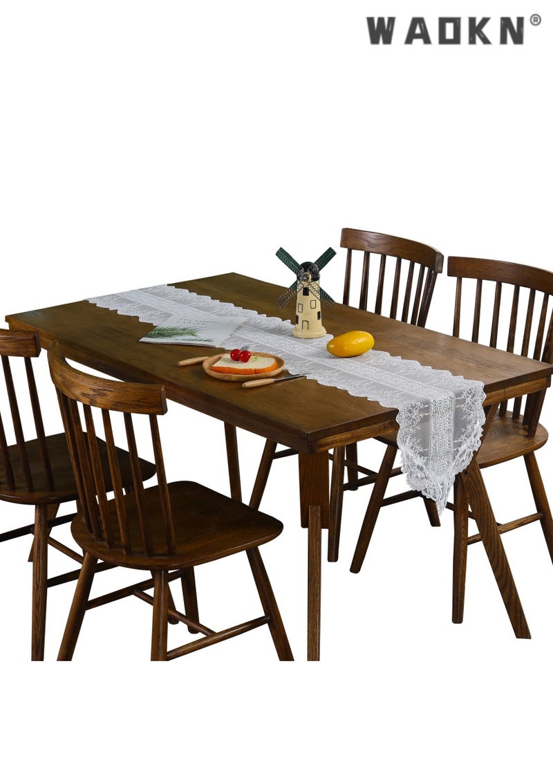 WAOKN French Chic Luxury Table Runner, Home Decorative High-end Tea Table and Dining Table Lace Tablecloth, Elegant Hollow-out Design, Long Table Cover for a Sophisticated Touch  - Image 3