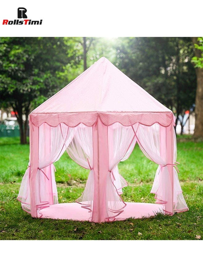 RollsTimi  Princess Castle Play House Game Tent With Star Lights Pink - Image 4