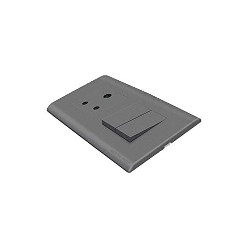 Wipro Northwest (Nowa) Switch Combo of 4M Plate + 1M 6A Switch x2 + 6A 3Pin Socket, Silver Grey (Kit 8) - Image 2
