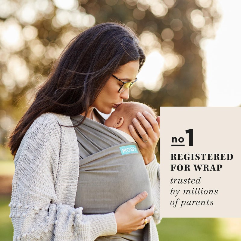 moby حمالة مابي للأطفال الكلاسيكية للمواليد الجدد حتى toddlers (8-33 رطل)، حمالة أطفال، تصميم خفيف الوزن وخالي من اليدين، قابلة للتعديل لجميع أنواع الجسم (رمادي حجري) - Image 2