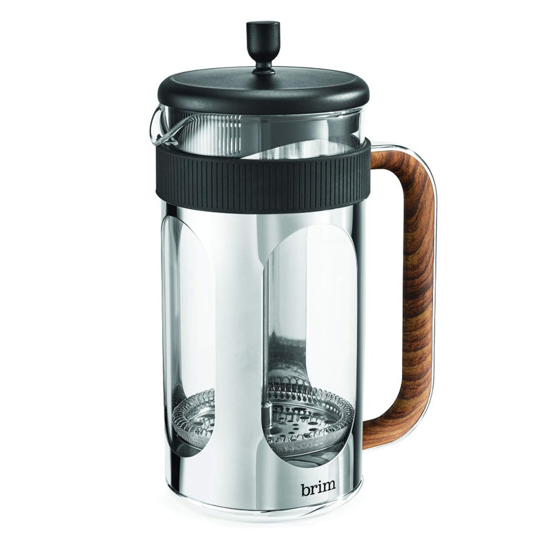 brim 8 Cup French Press, Quickly Brew Coffee in Under 5 Minutes, Classic Design with Modern Twist, Dishwasher Safe Carafe for Easy Cleaning, Replacement Filter Included, Stainless Steel/Wood - Image 2