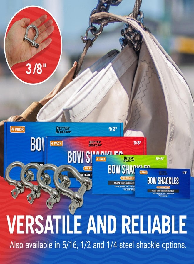 قارب أفضل حلقات تثبيت من الفولاذ المقاوم للصدأ عالي الجودة من Better Boat، مقاس 3/8 بوصة، 1/2، 5/16 أو 1/4 بوصة، حلقات تثبيت صغيرة للقوس أو حلقات تثبيت مرساة، حلقات تثبيت لسلسلة القوارب الشراعية البحرية، مشابك تثبيت على شكل حرف U - 4 قطع 3/8 بوصة - Image 4