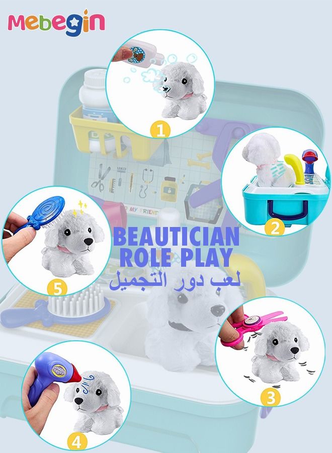 MEBEGIN 16PCS Pet Care Playset with Backpack, Vet Doctor Kit, Dog Grooming Toys, Play Doctor Game, Play House Toy, Creative Travel Toy, Educational Toys, Ideal Gift for Kids  - Image 2