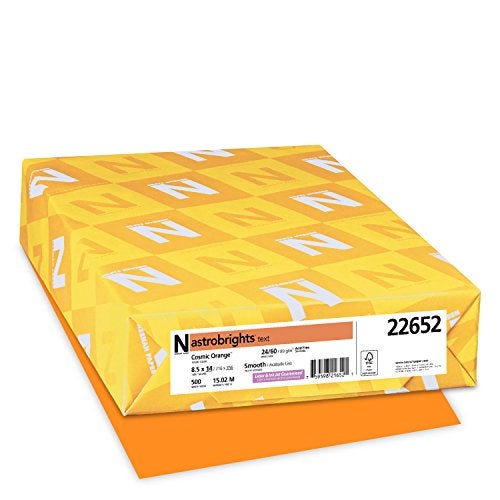 Astrobrights Neenah Astrobrights Color Paper, 8.5” x 14”, 24 lb/89 GSM, Cosmic Orange, 500 Sheets (22652) - Image 1
