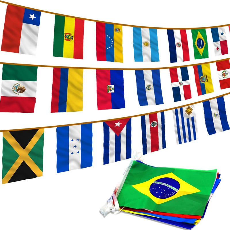 Anley Latin America 23 Countries String Flags Assorted Latino Flag Banners for Heritage Hispanic Month International Events Conference Party Decoration Sports Bars 26 Ft 23 Flags - Image 2