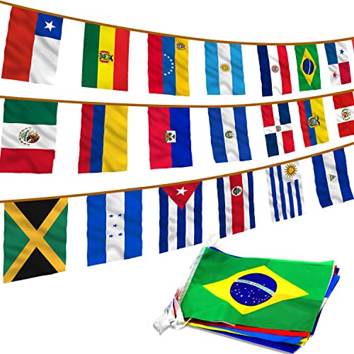 Anley Latin America 23 Countries String Flags Assorted Latino Flag Banners for Heritage Hispanic Month International Events Conference Party Decoration Sports Bars 26 Ft 23 Flags - Image 1