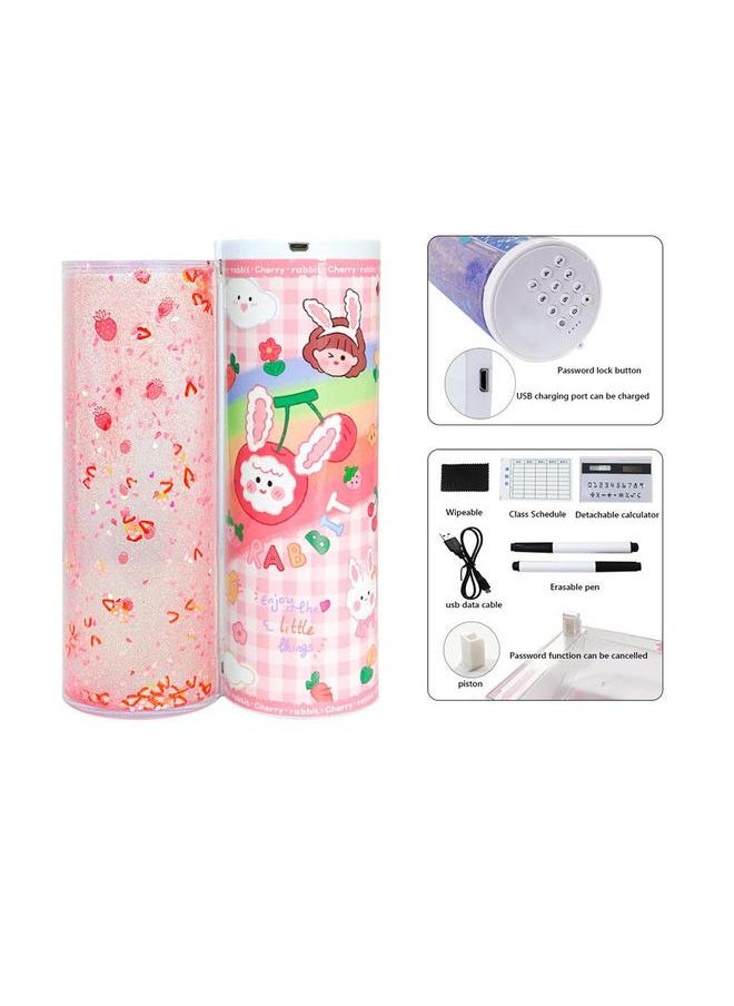 Thoraya - Quicksand Pencil Box Magnetic Clasp Exquisite Intelligent Password Quicksand Pencil Case with Calculator - Image 1