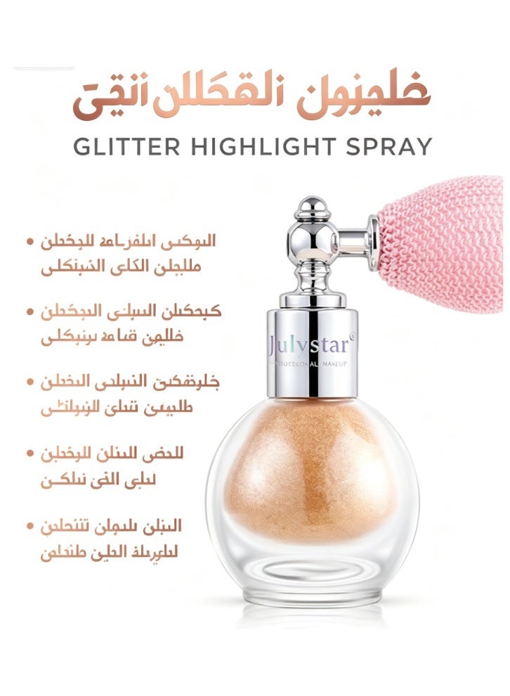Julystar Fairy Highlight Body Spray 06, Facial Contouring Fine Shimmering Liquid Highlighter, Long-Lasting Sweatproof Stage Makeup Glitter Highlighter Powder Body Spray - 3.5G - Image 1