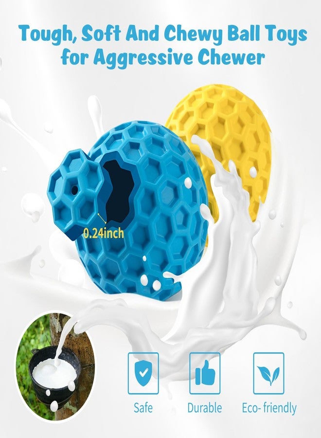 HIPPIH Indestructible Squeaky Dog Toys, Interactive Dog Balls 2 Pack, Dog Chew Toys for Aggressive Chewers, Natural Rubber Puppy Toys for Large/Medium Dogs, Tough Puppy Teething Toys, Relieve Anxiety - Image 3