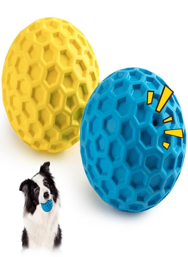 HIPPIH Indestructible Squeaky Dog Toys, Interactive Dog Balls 2 Pack, Dog Chew Toys for Aggressive Chewers, Natural Rubber Puppy Toys for Large/Medium Dogs, Tough Puppy Teething Toys, Relieve Anxiety - Image 1