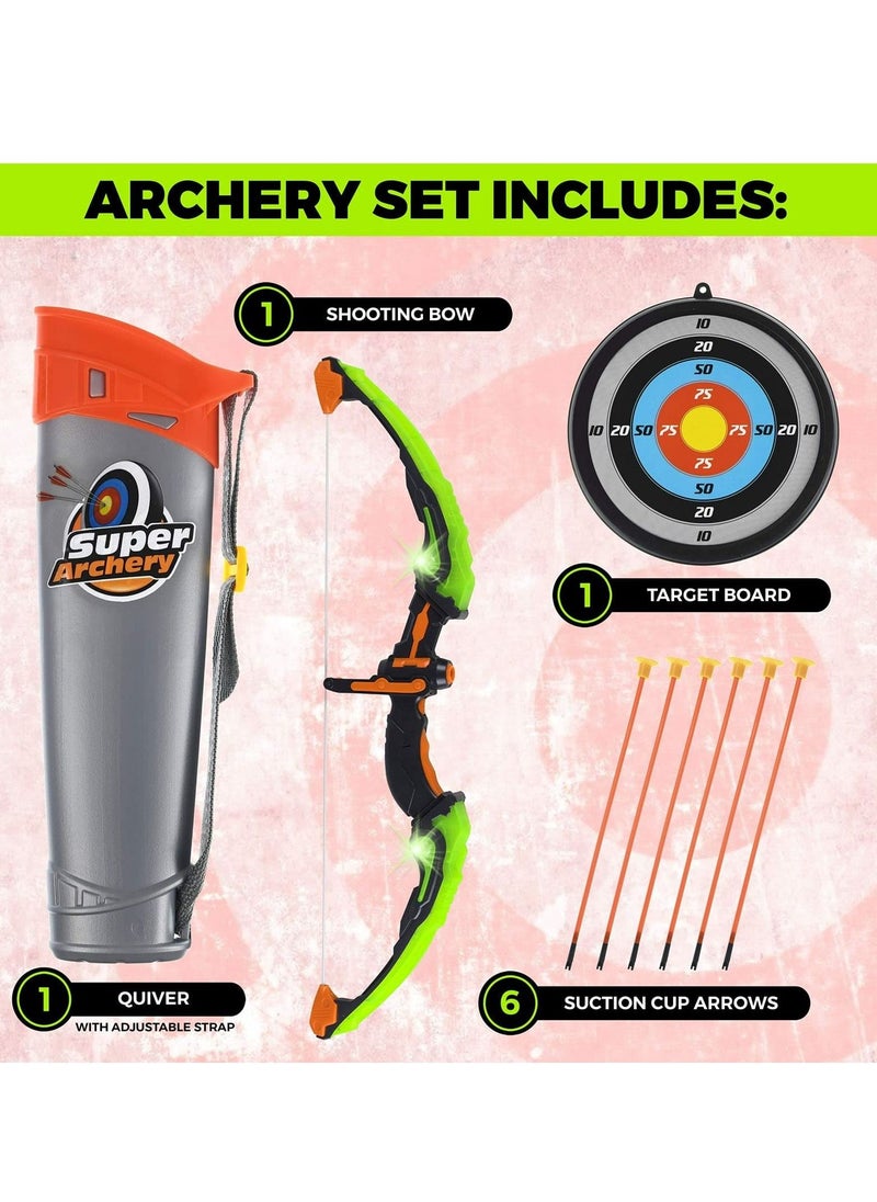 Arabest - Bow and Arrow Set for Kids, Light Up Archery Toy Set, Includes 6 Suction Cup Arrows, Target and Quiver, Outdoor Toys for Kids, Gifts for Boys and Girls Ages 7+ Years Old - Image 1