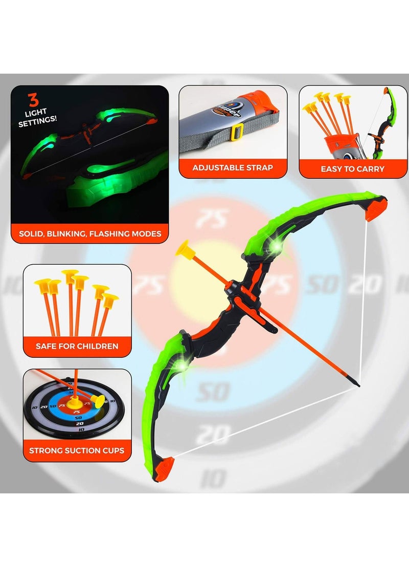Arabest - Bow and Arrow Set for Kids, Light Up Archery Toy Set, Includes 6 Suction Cup Arrows, Target and Quiver, Outdoor Toys for Kids, Gifts for Boys and Girls Ages 7+ Years Old - Image 1