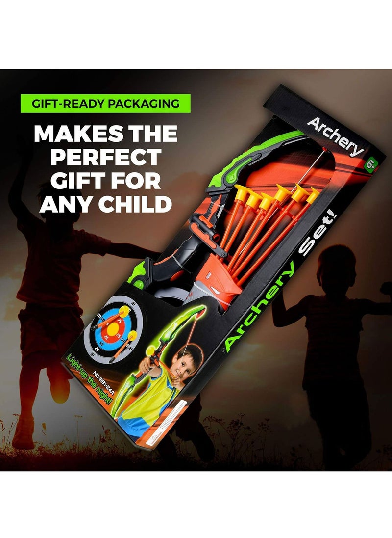 Arabest - Bow and Arrow Set for Kids, Light Up Archery Toy Set, Includes 6 Suction Cup Arrows, Target and Quiver, Outdoor Toys for Kids, Gifts for Boys and Girls Ages 7+ Years Old - Image 1