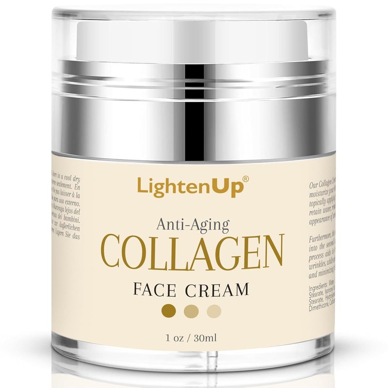 OMIC LightenUp Collagen Cream for Face  1 fl oz  30 ml  Antiaging Fine Lines and Neck Moisturizing and Hydrating Creams Age Spots with Hyaluronic Acid for Women and Men