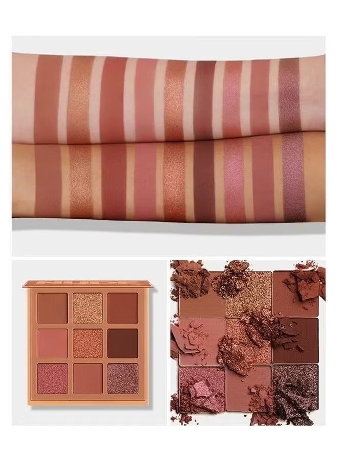 LANGMANNI 9 Color Pink Nude Light Warm Color Eyeshadow Palette Makeup, Glitter Matte Natural Neutral Colorful Eyeshadow Waterproof Long Lasting Natural Mixing Pigment Makeup - Image 3