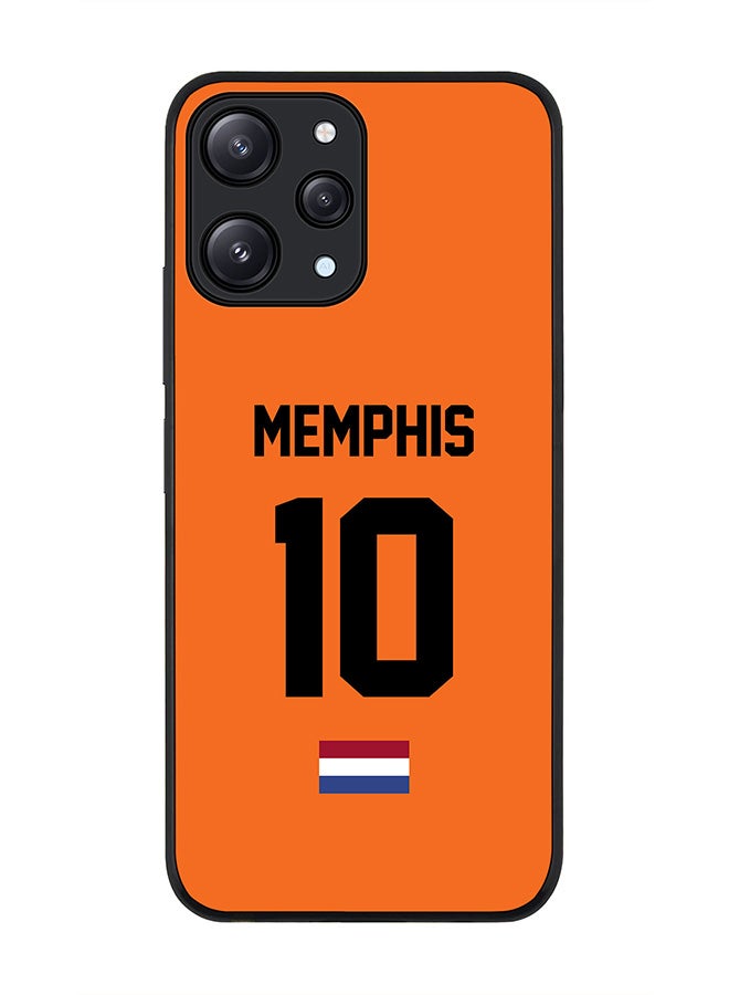 Stylizedd Rugged Black edge case for Xiaomi Redmi 12 4G, Slim fit Soft Case Flexible Rubber Edges Anti Drop TPU Gel Thin Cover -  Football Team - Netherlands, Player Name - Memphis - Image 1