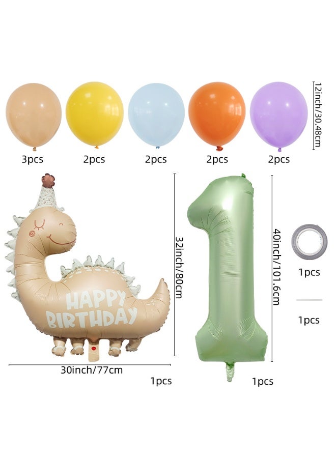 Party 1st Birthday Matte Khaki Dinosaur Theme Party Decoration Foil Balloon Set - Image 3
