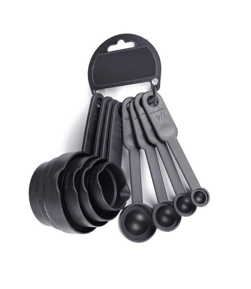 Kitchenwell Smart Plastic Measuring Spoon and Cup Set of 8-Piece - Kitchen Measuring Spoons - Black - (Pack of 1) - Image 1